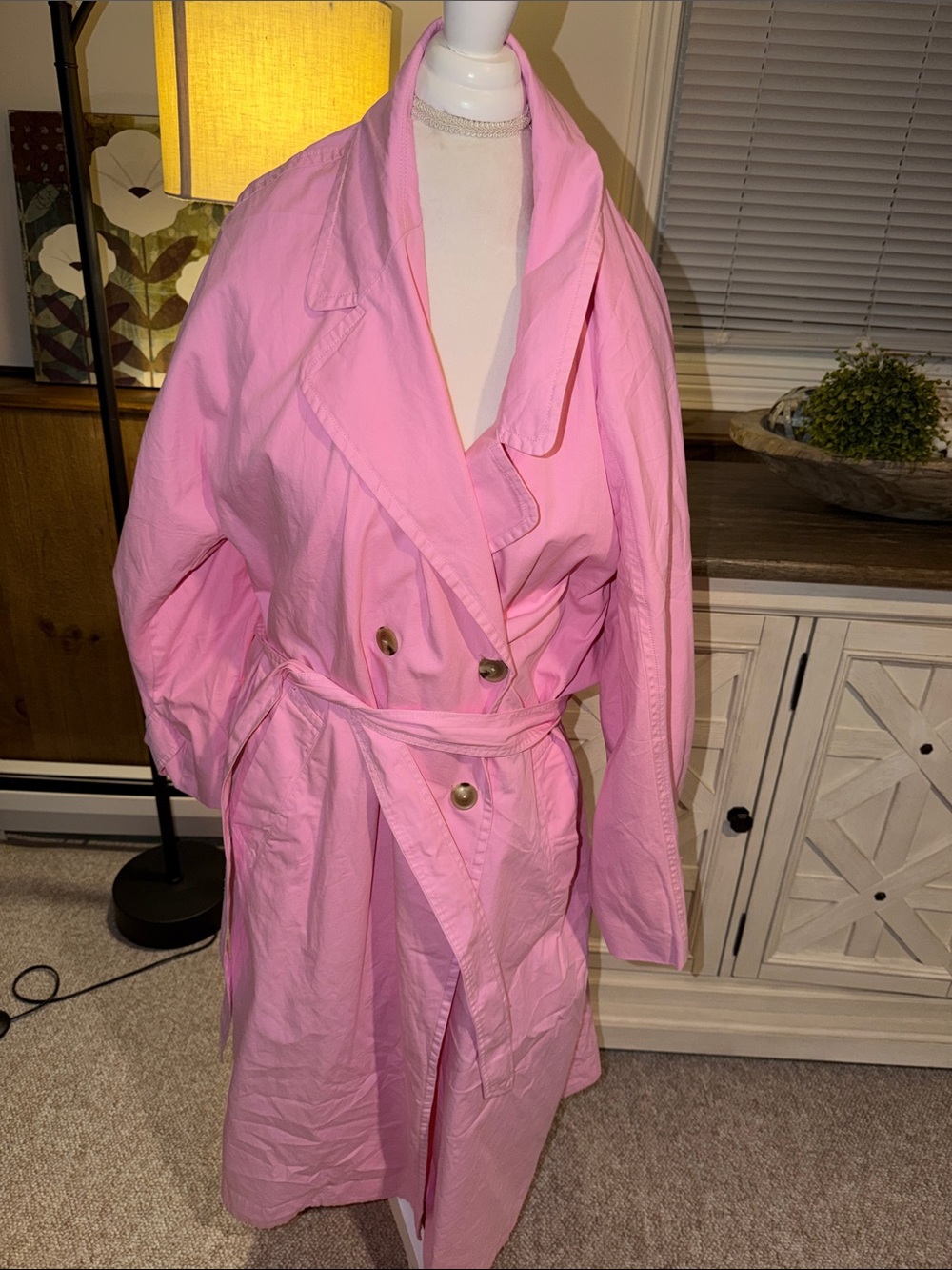 J. Crew Pastel Pink Double-Breasted Trench with Belt, Never Worn